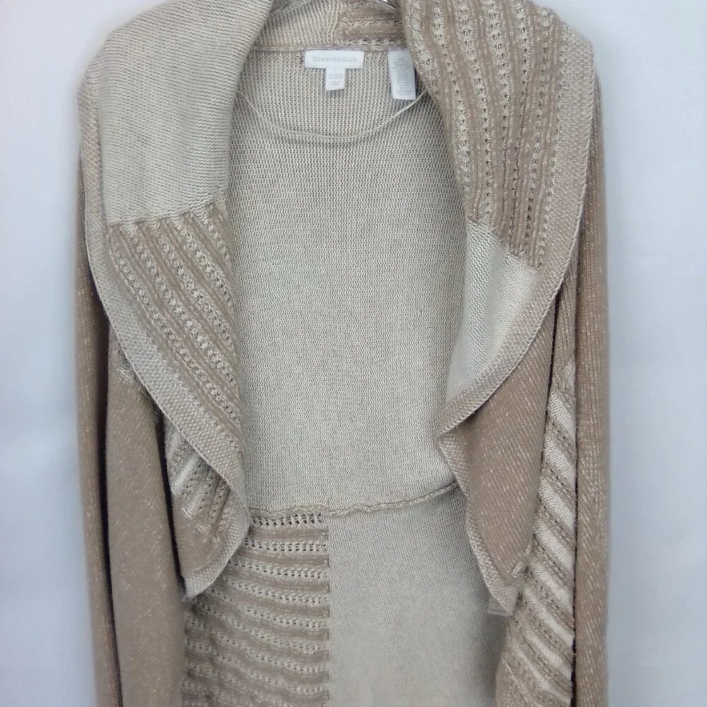 Charter Club Women's Open Knit Long Sleeve Relax Fit Cotton Blend Cardigan Large - Picture 3 of 7